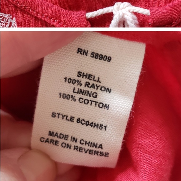 CHELSEA & VIOLET EMBROIDERED DRESS. RED SLEEVELESS BOHO DRESS. LINED SKIRT. - Picture 10 of 14